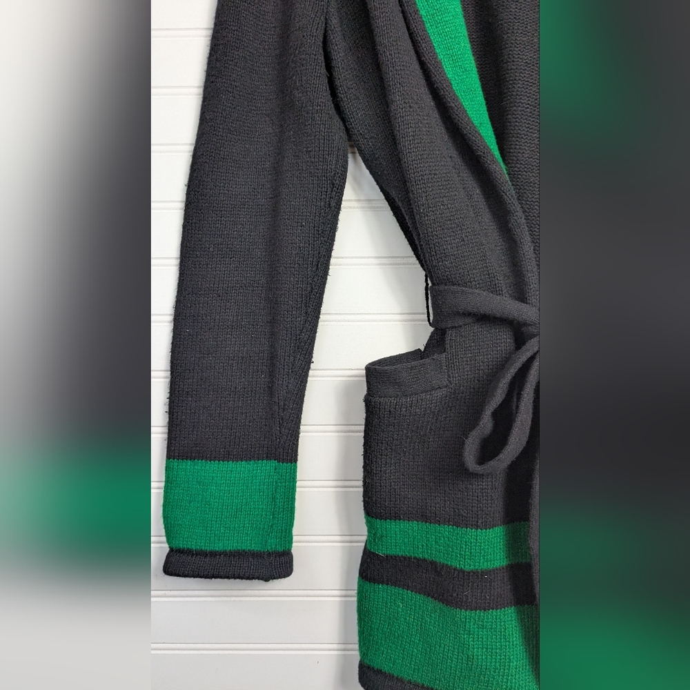 Lauren Ralph Lauren Navy and Green Belted Shawl Cardigan M - Picture 4 of 11